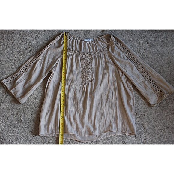 Emily Daniels Embroidereed Peasant Top , Beige, Large - Picture 6 of 9
